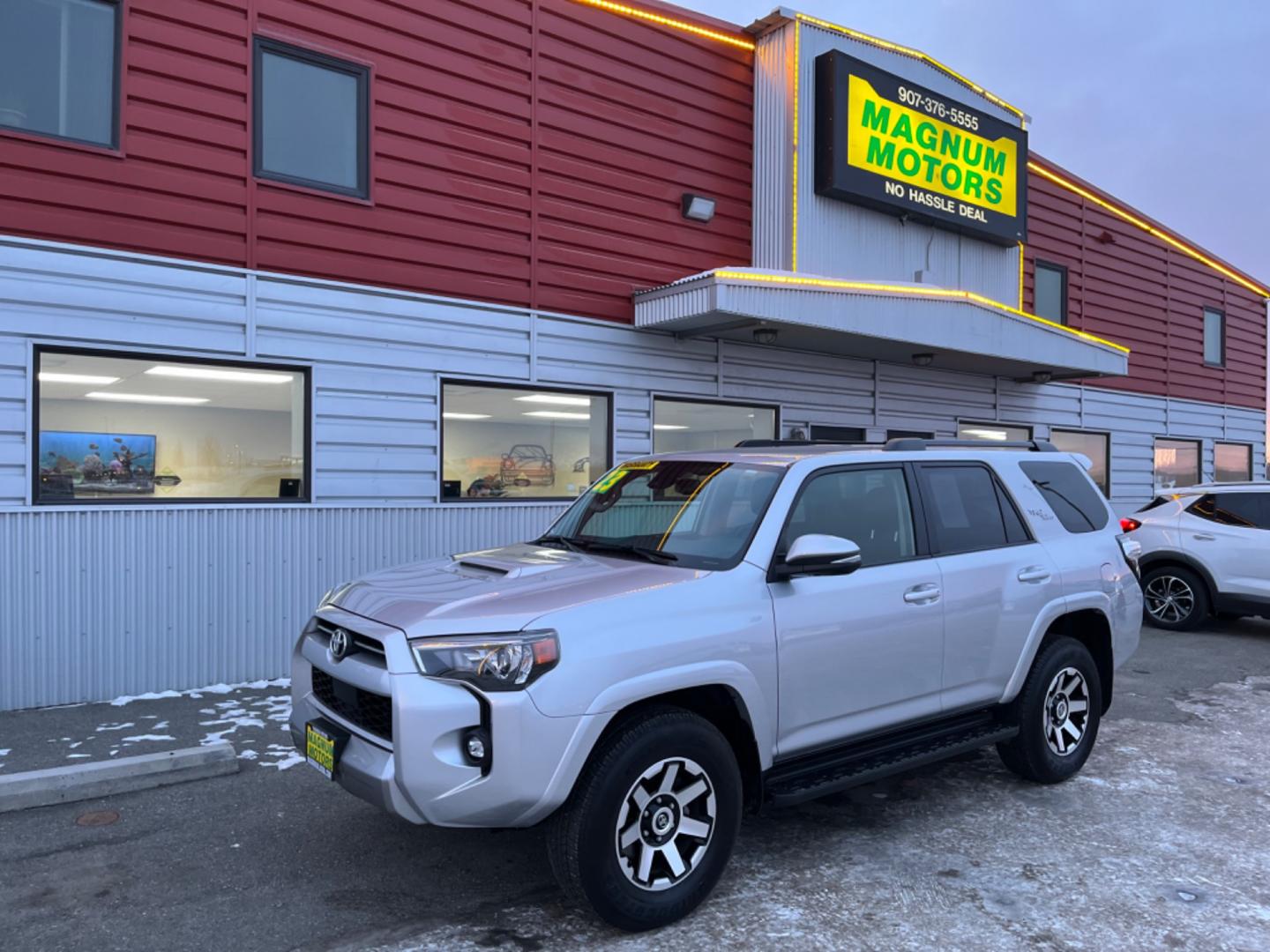 2023 Silver /black leather Toyota 4Runner TRD Off-road Premium 4WD (JTERU5JR3P6) with an 4.0L V6 DOHC 24V engine, 5A transmission, located at 1960 Industrial Drive, Wasilla, 99654, (907) 274-2277, 61.573475, -149.400146 - Photo#0